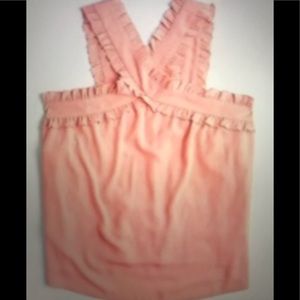 J Crew Cross Neck Tank with Ruffles size 8